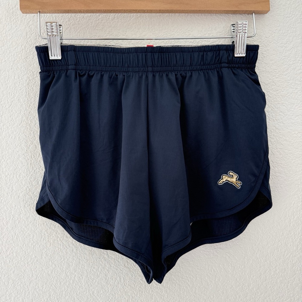 Tracksmith Womens 3" Lined Split Running Shorts XS Navy Blue Drawstring